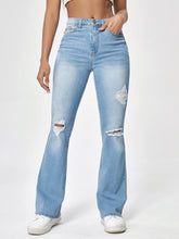 High Waisted Ripped Bootcut Jeans
